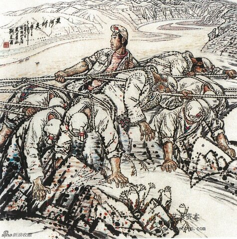 黄河纤夫 100cm×100cm 2000年